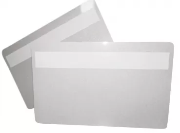 Plastikkarte weiß metallic mit Unterschriftfeld