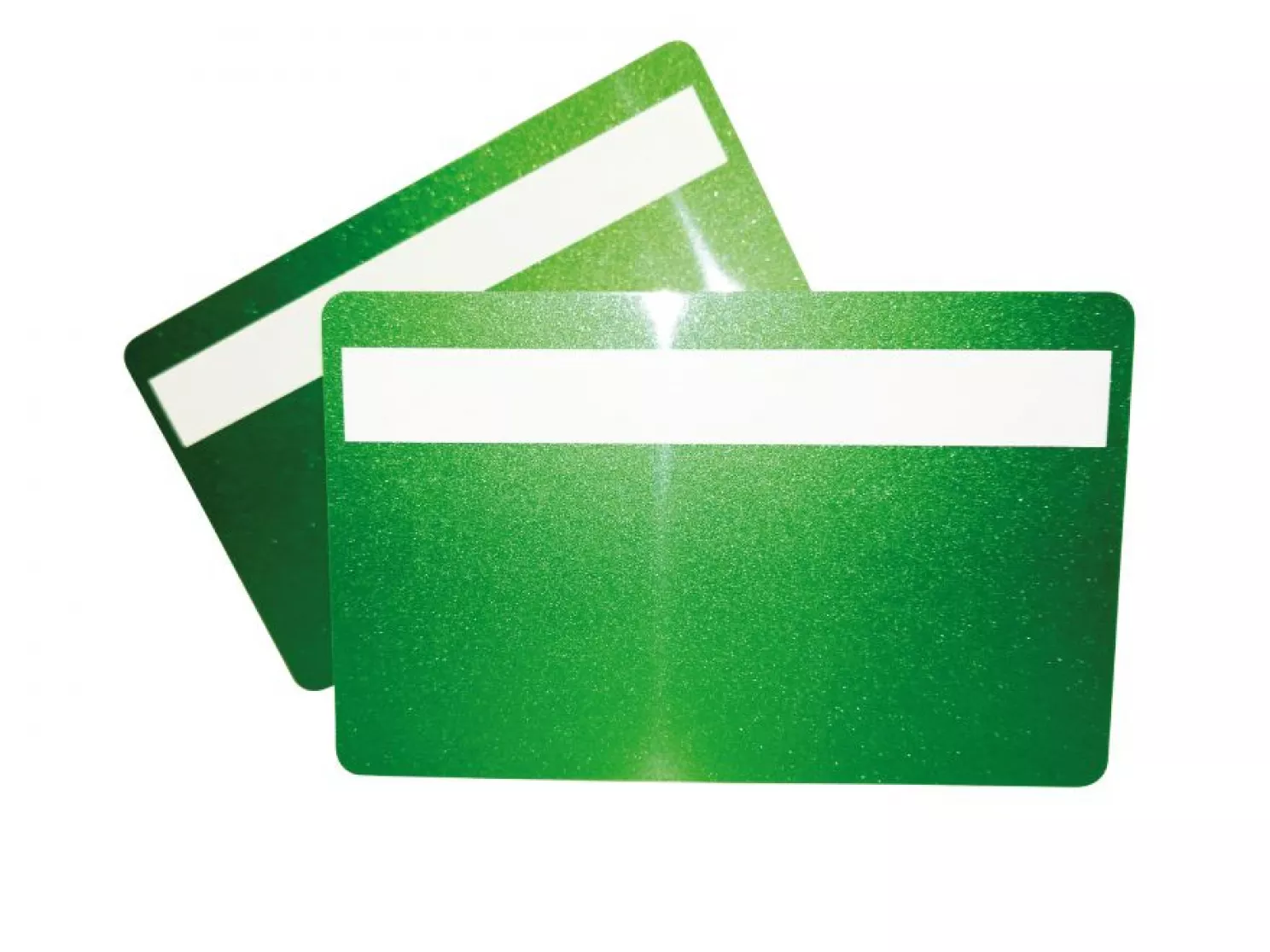 Plastikkarte grün metallic mit Unterschriftfeld