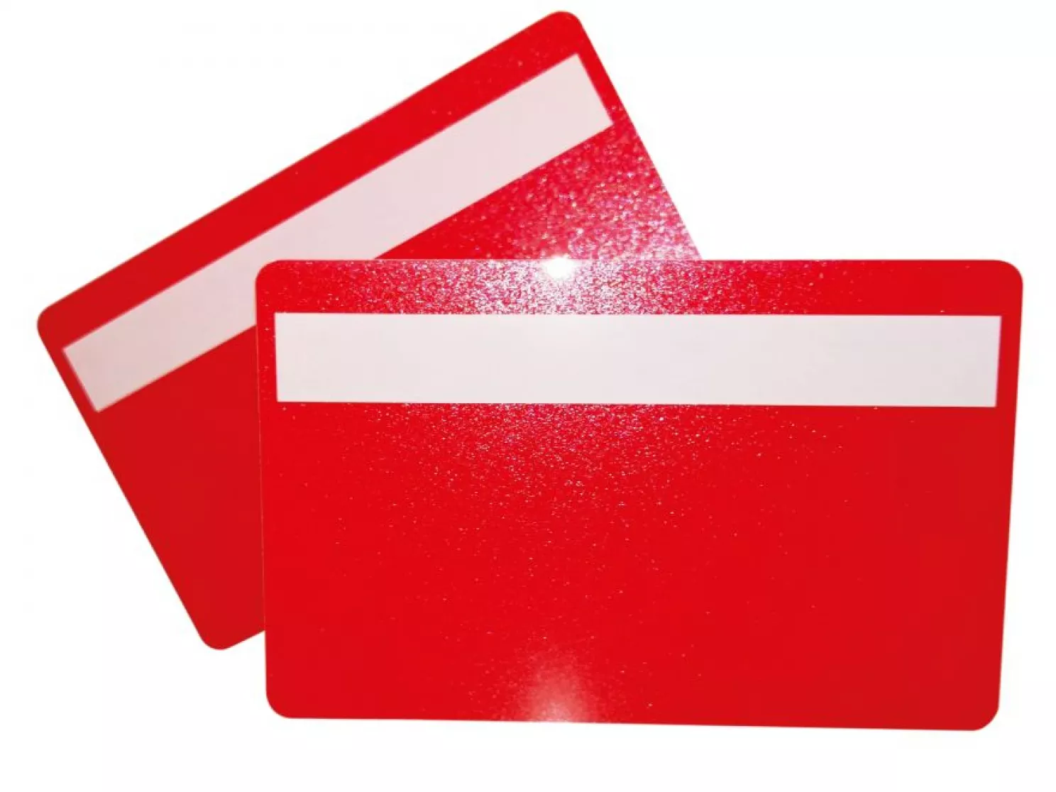 Plastikkarte rot metallic mit Unterschriftfeld