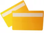Plastikkarte gelb mit Unterschriftfeld