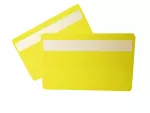 Plastikkarte neon gelb mit Unterschriftfeld