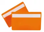 Plastikkarte orange mit Unterschriftfeld
